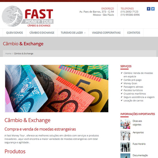 Desenvolvimento de site Fast Money Tour