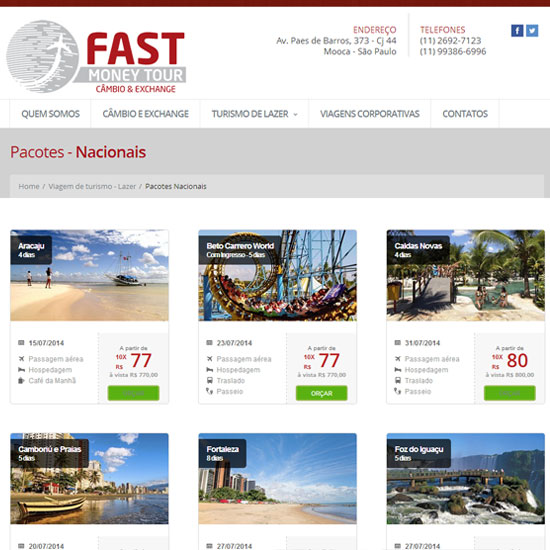 Desenvolvimento de site Fast Money Tour